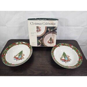Bob Timberlake Christmas Celebration Serving Bowls Set of 2 Intl China 1994